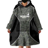 Custom Camouflage Bowling Wearable Blanket Hoodie with Red Strike Ball Graphic - Wonder Print Shop
