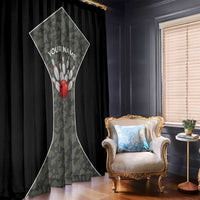 Custom Camouflage Bowling Window Curtain with Red Strike Ball Graphic - Wonder Print Shop