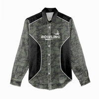 Custom Camouflage Bowling Women Casual Shirt with Red Strike Ball Graphic - Wonder Print Shop
