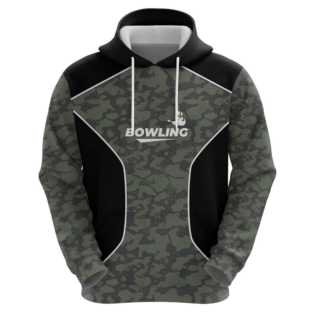 Custom Camouflage Bowling Zip Hoodie with Red Strike Ball Graphic - Wonder Print Shop