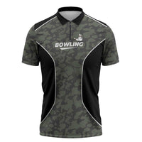 Custom Camouflage Bowling Zipper Polo Shirt with Red Strike Ball Graphic - Wonder Print Shop