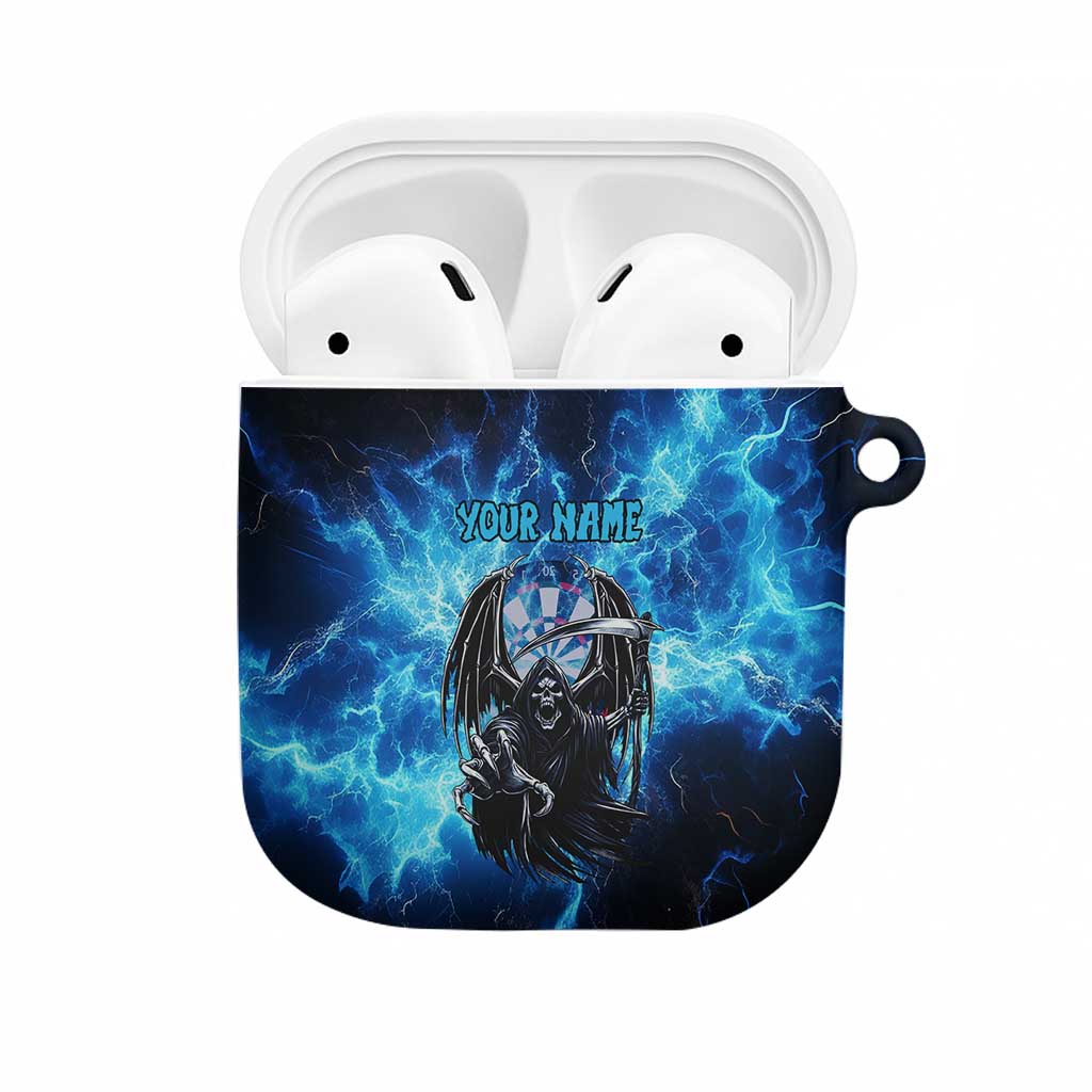 Custom Grim Reaper Bowling AirPods Case with Blue Lightning Background - Wonder Print Shop