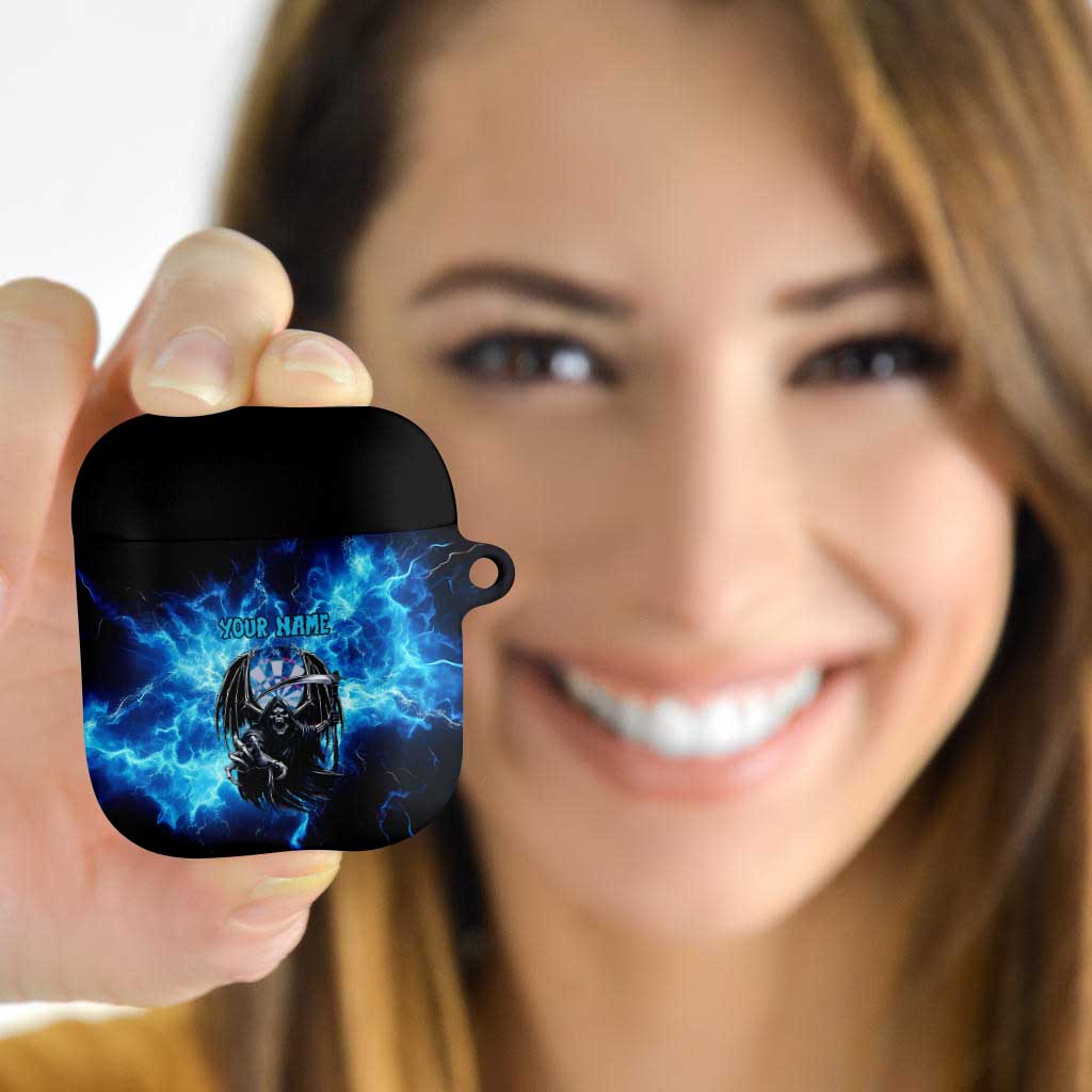 Custom Grim Reaper Bowling AirPods Case with Blue Lightning Background - Wonder Print Shop