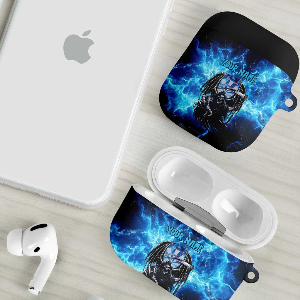 Custom Grim Reaper Bowling AirPods Case with Blue Lightning Background - Wonder Print Shop