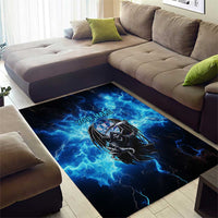 Custom Grim Reaper Bowling Area Rug with Blue Lightning Background - Wonder Print Shop