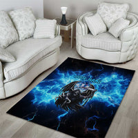 Custom Grim Reaper Bowling Area Rug with Blue Lightning Background - Wonder Print Shop