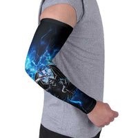 Custom Grim Reaper Bowling Arm Sleeves with Blue Lightning Background - Wonder Print Shop