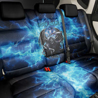 Custom Grim Reaper Bowling Back Car Seat Cover with Blue Lightning Background - Wonder Print Shop