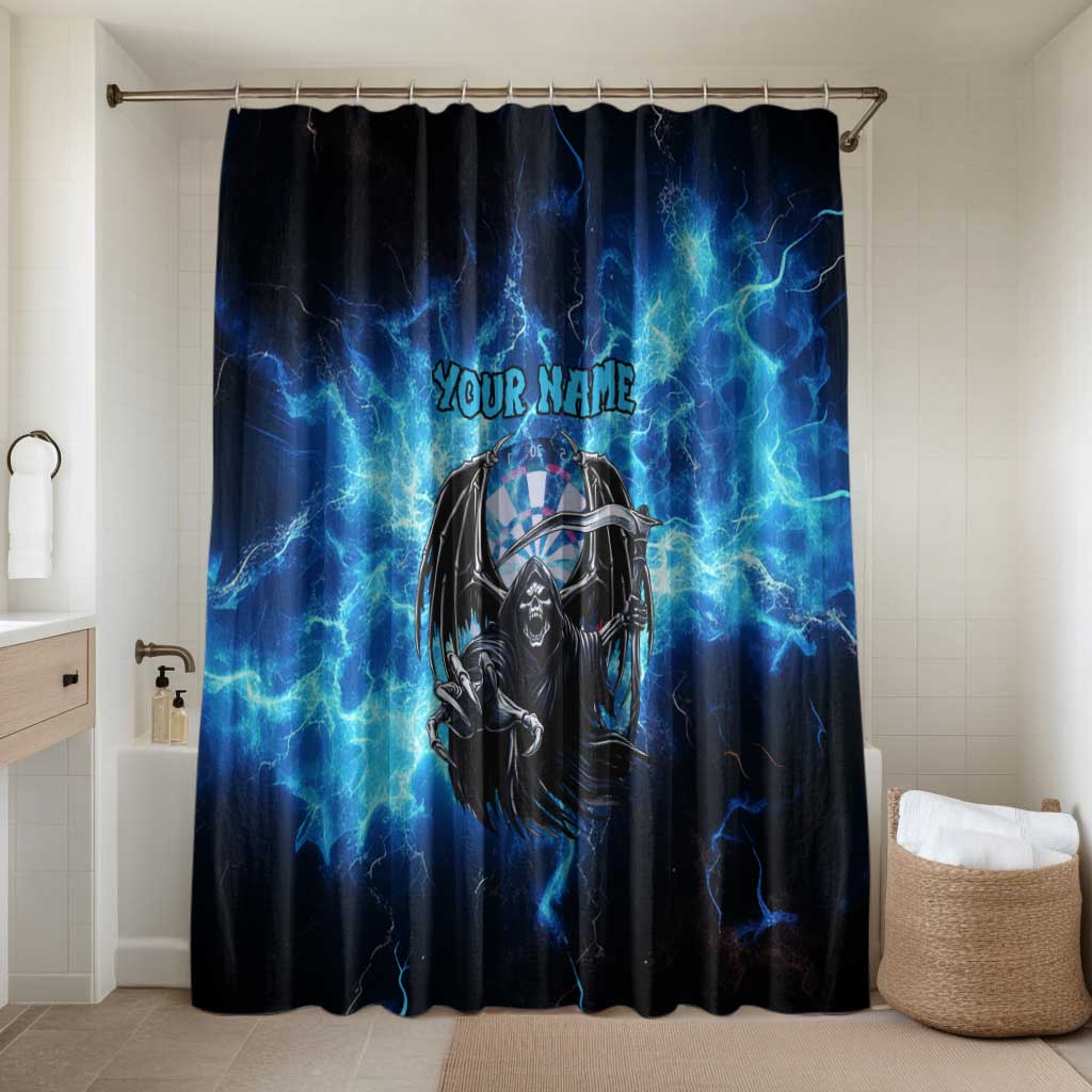 Custom Grim Reaper Bowling Bathroom Set with Blue Lightning Background - Wonder Print Shop