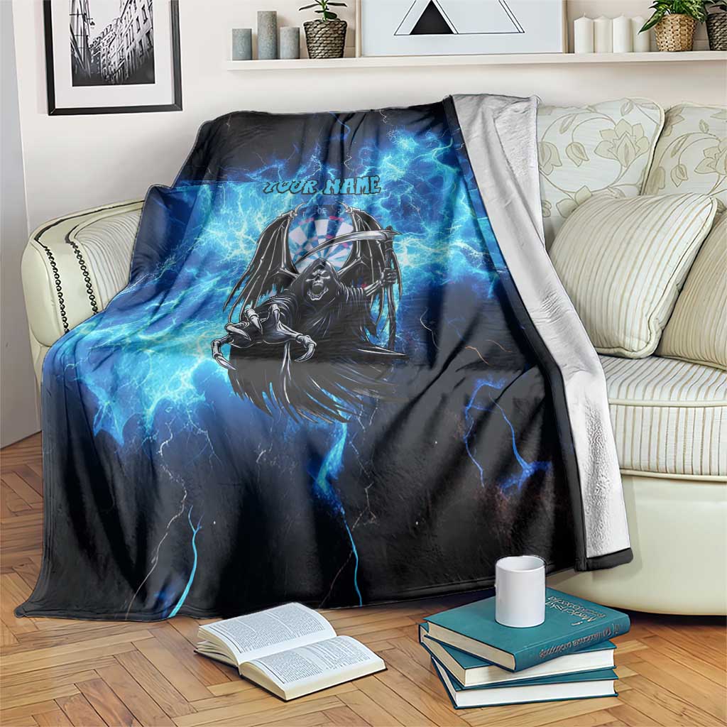 Custom Grim Reaper Bowling Blanket with Blue Lightning Background - Wonder Print Shop