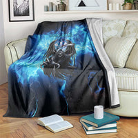 Custom Grim Reaper Bowling Blanket with Blue Lightning Background - Wonder Print Shop