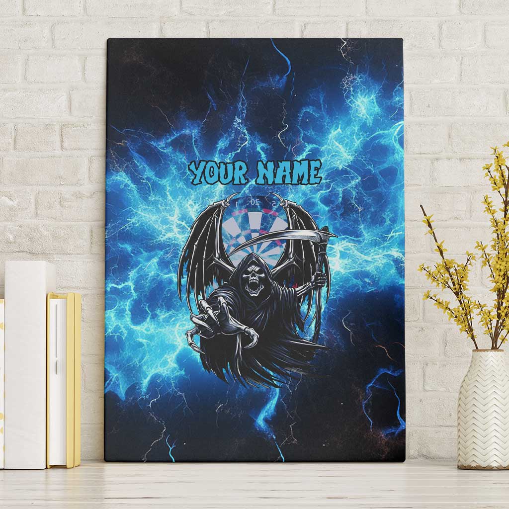 Custom Grim Reaper Bowling Canvas Wall Art with Blue Lightning Background - Wonder Print Shop