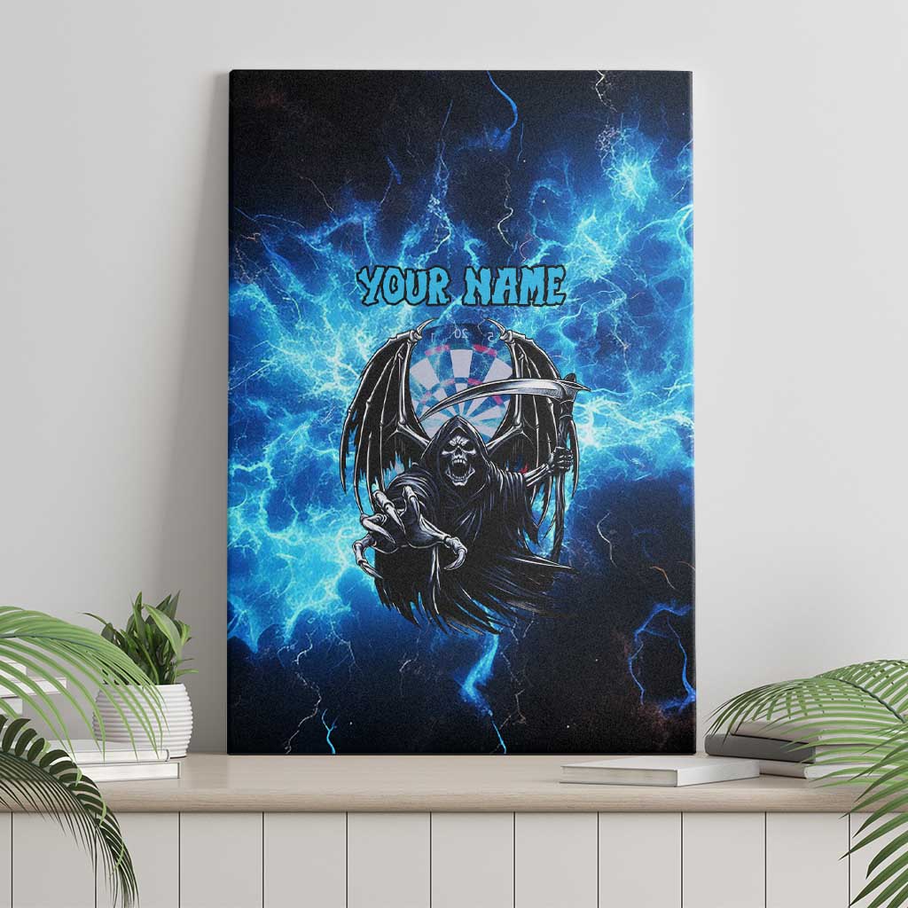 Custom Grim Reaper Bowling Canvas Wall Art with Blue Lightning Background - Wonder Print Shop
