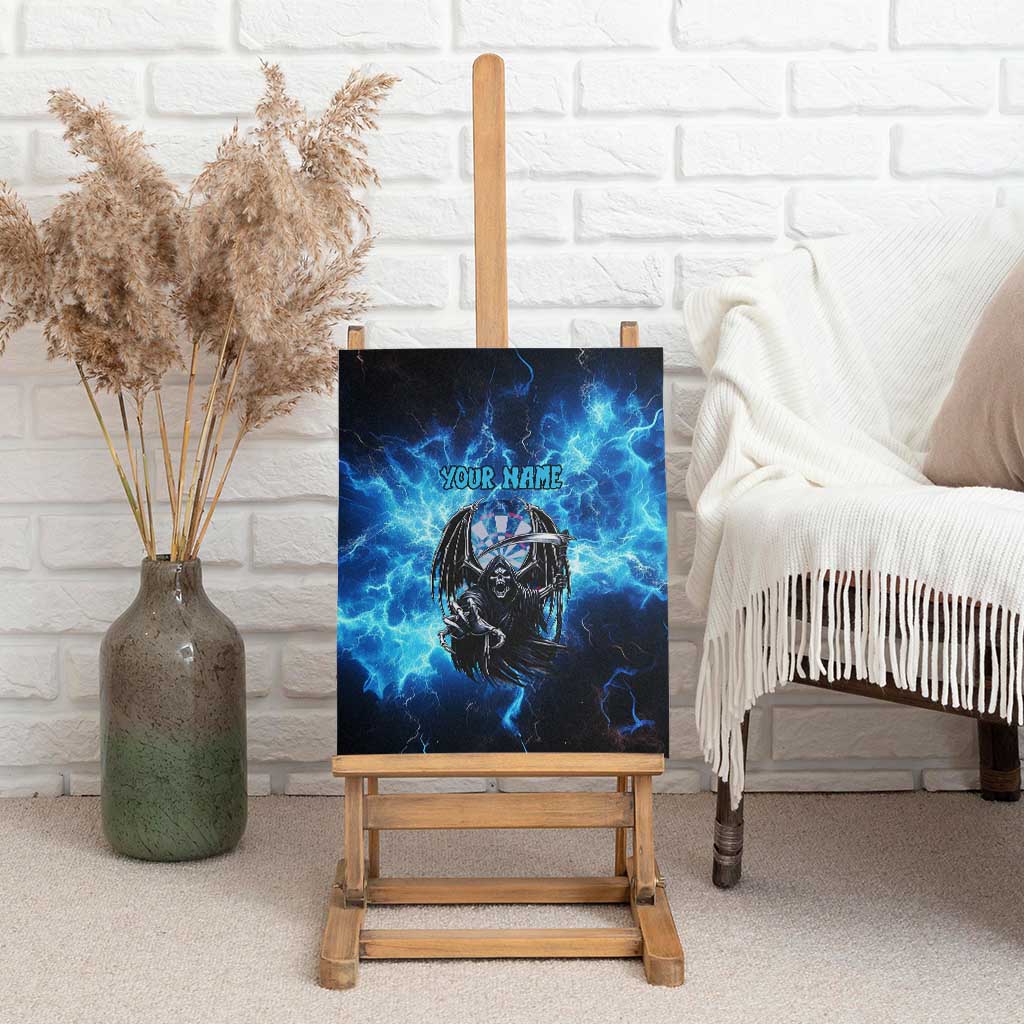 Custom Grim Reaper Bowling Canvas Wall Art with Blue Lightning Background - Wonder Print Shop