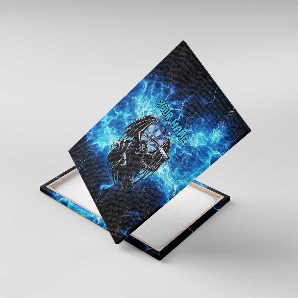 Custom Grim Reaper Bowling Canvas Wall Art with Blue Lightning Background - Wonder Print Shop
