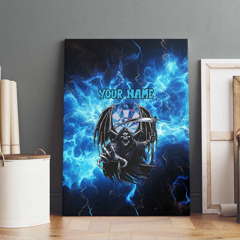 Custom Grim Reaper Bowling Canvas Wall Art with Blue Lightning Background - Wonder Print Shop