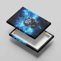 Custom Grim Reaper Bowling Canvas Wall Art with Blue Lightning Background - Wonder Print Shop
