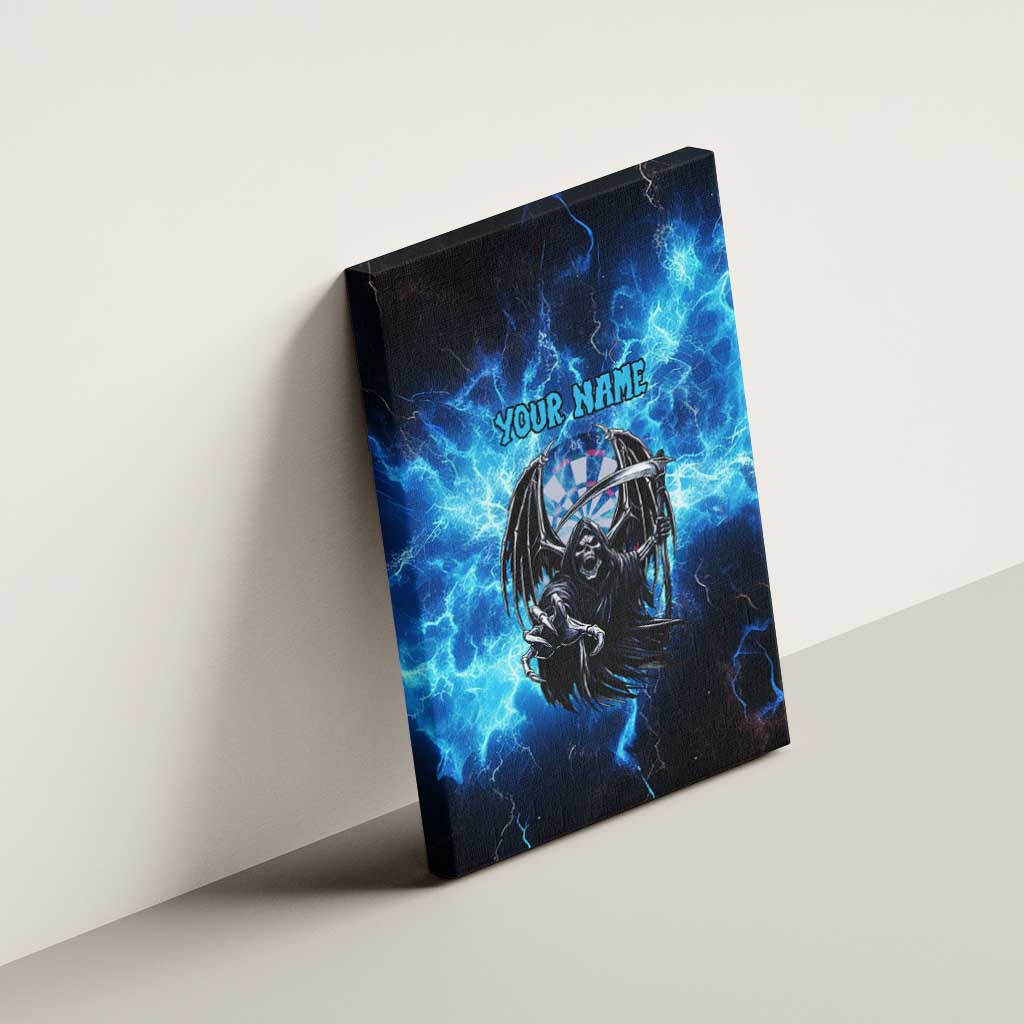 Custom Grim Reaper Bowling Canvas Wall Art with Blue Lightning Background - Wonder Print Shop