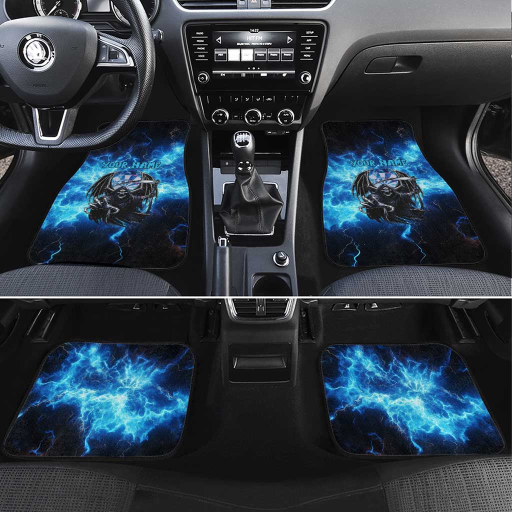 Custom Grim Reaper Bowling Car Mats with Blue Lightning Background - Wonder Print Shop
