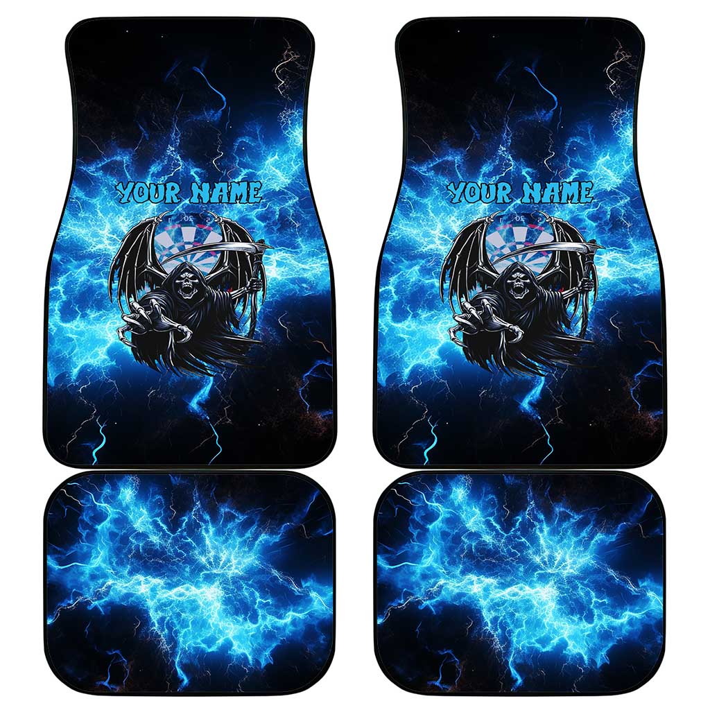 Custom Grim Reaper Bowling Car Mats with Blue Lightning Background - Wonder Print Shop