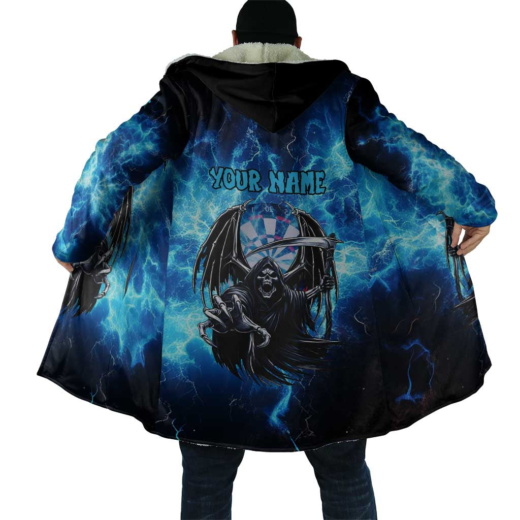 Custom Grim Reaper Bowling Cloak with Blue Lightning Background - Wonder Print Shop