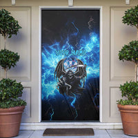 Custom Grim Reaper Bowling Door Cover with Blue Lightning Background - Wonder Print Shop