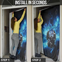 Custom Grim Reaper Bowling Door Cover with Blue Lightning Background - Wonder Print Shop