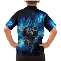 Custom Grim Reaper Bowling Family Matching Mermaid Dress and Hawaiian Shirt with Blue Lightning Background - Wonder Print Shop