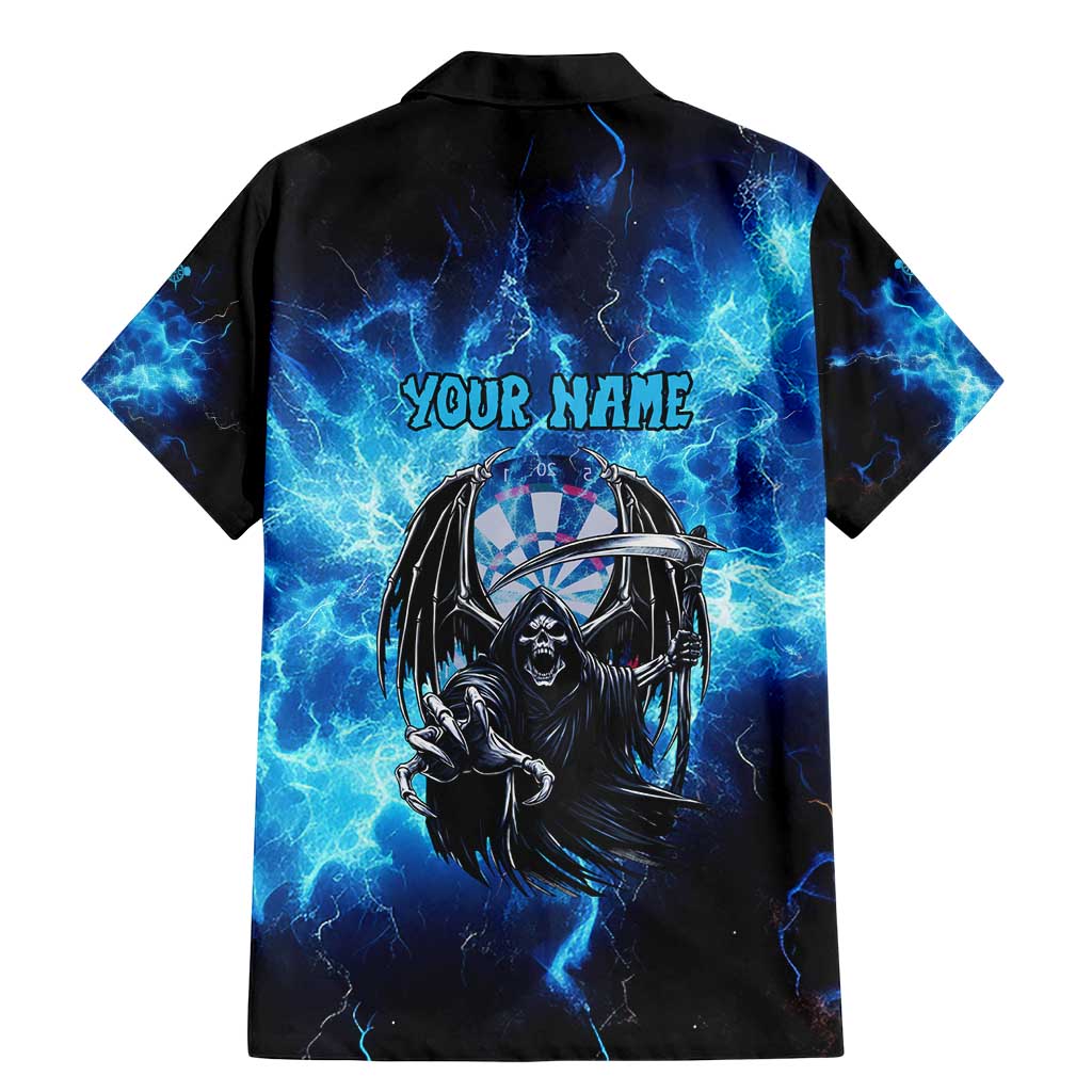 Custom Grim Reaper Bowling Family Matching Mermaid Dress and Hawaiian Shirt with Blue Lightning Background - Wonder Print Shop