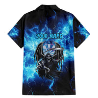Custom Grim Reaper Bowling Family Matching Mermaid Dress and Hawaiian Shirt with Blue Lightning Background - Wonder Print Shop