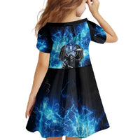 Custom Grim Reaper Bowling Family Matching Off The Shoulder Long Sleeve Dress and Hawaiian Shirt with Blue Lightning Background - Wonder Print Shop