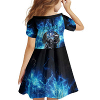 Custom Grim Reaper Bowling Family Matching Short Sleeve Bodycon Dress and Hawaiian Shirt with Blue Lightning Background - Wonder Print Shop