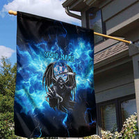 Custom Grim Reaper Bowling Garden Flag with Blue Lightning Background - Wonder Print Shop