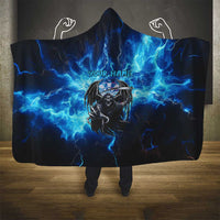 Custom Grim Reaper Bowling Hooded Blanket with Blue Lightning Background - Wonder Print Shop