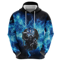 Custom Grim Reaper Bowling Hoodie with Blue Lightning Background - Wonder Print Shop