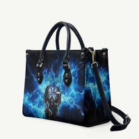 Custom Grim Reaper Bowling Leather Bag with Blue Lightning Background - Wonder Print Shop
