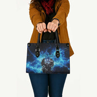 Custom Grim Reaper Bowling Leather Bag with Blue Lightning Background - Wonder Print Shop