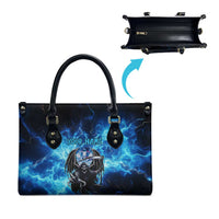 Custom Grim Reaper Bowling Leather Bag with Blue Lightning Background - Wonder Print Shop