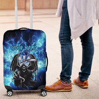 Custom Grim Reaper Bowling Luggage Cover with Blue Lightning Background - Wonder Print Shop