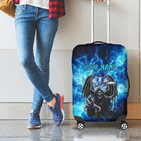 Custom Grim Reaper Bowling Luggage Cover with Blue Lightning Background - Wonder Print Shop