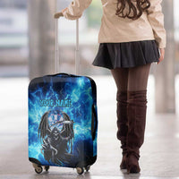 Custom Grim Reaper Bowling Luggage Cover with Blue Lightning Background - Wonder Print Shop