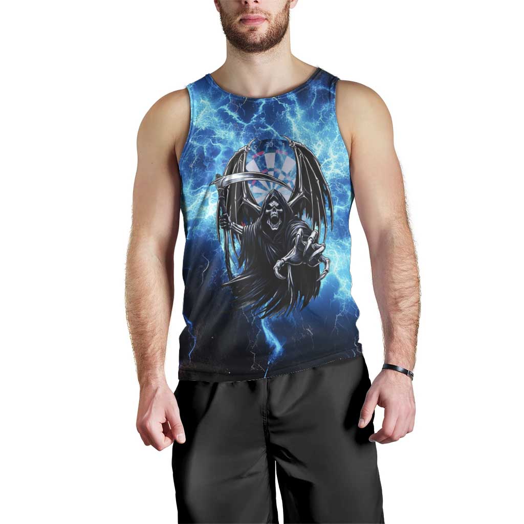 Custom Grim Reaper Bowling Men Tank Top with Blue Lightning Background - Wonder Print Shop