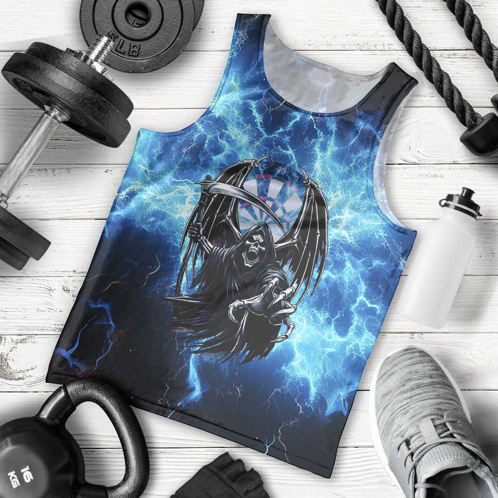 Custom Grim Reaper Bowling Men Tank Top with Blue Lightning Background - Wonder Print Shop