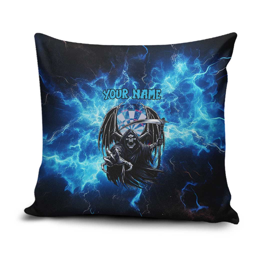 Custom Grim Reaper Bowling Pillow Cover with Blue Lightning Background - Wonder Print Shop