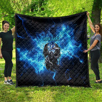 Custom Grim Reaper Bowling Quilt with Blue Lightning Background - Wonder Print Shop
