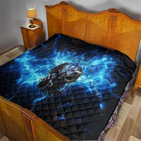 Custom Grim Reaper Bowling Quilt with Blue Lightning Background - Wonder Print Shop