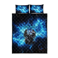 Custom Grim Reaper Bowling Quilt Bed Set with Blue Lightning Background - Wonder Print Shop