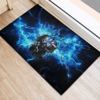 Custom Grim Reaper Bowling Rubber Doormat with Blue Lightning Background - Wonder Print Shop