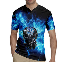 Custom Grim Reaper Bowling Rugby Jersey with Blue Lightning Background - Wonder Print Shop