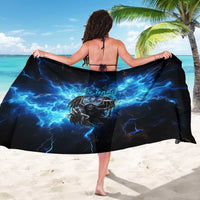 Custom Grim Reaper Bowling Sarong with Blue Lightning Background - Wonder Print Shop